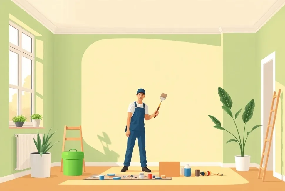 Intérieur rénové après travaux de peinture à Plouzané