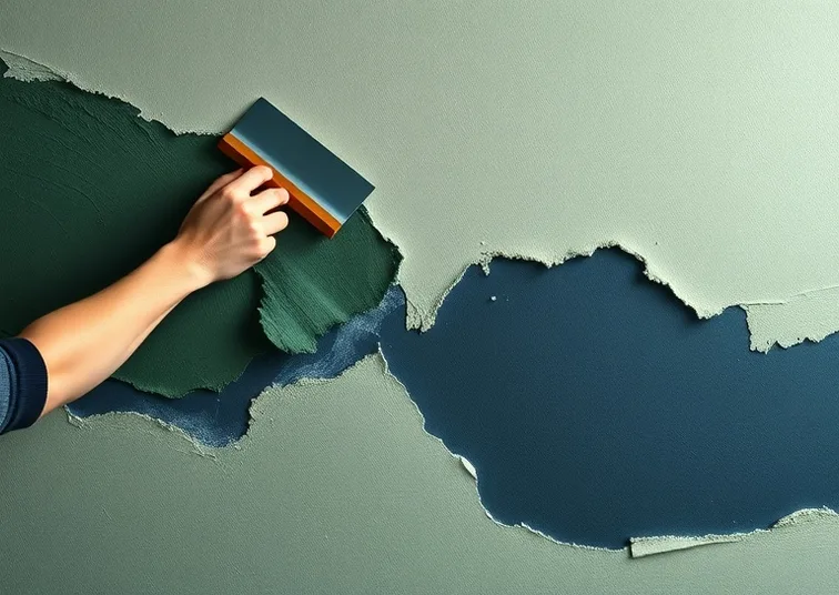 Application d'un enduit décoratif à la lisseuse sur un mur